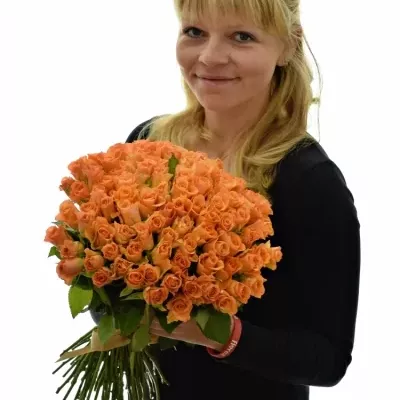 Kytice 100 oranžových růží TRIXX 40cm