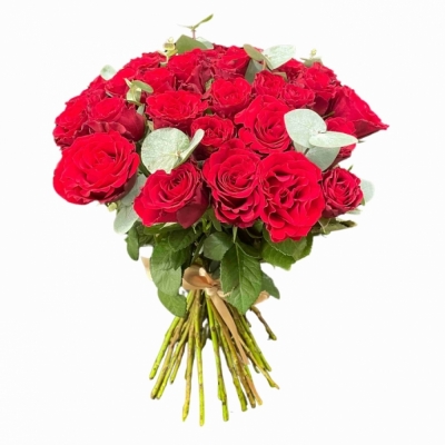 Kytice 35 růží UPPER CLASS 50 cm   EUCALYPTUS