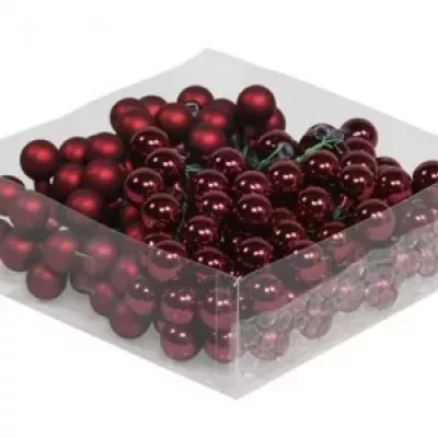 OZDOBY VÁNOČNÍ glasballen/wire dark red combi 20mm